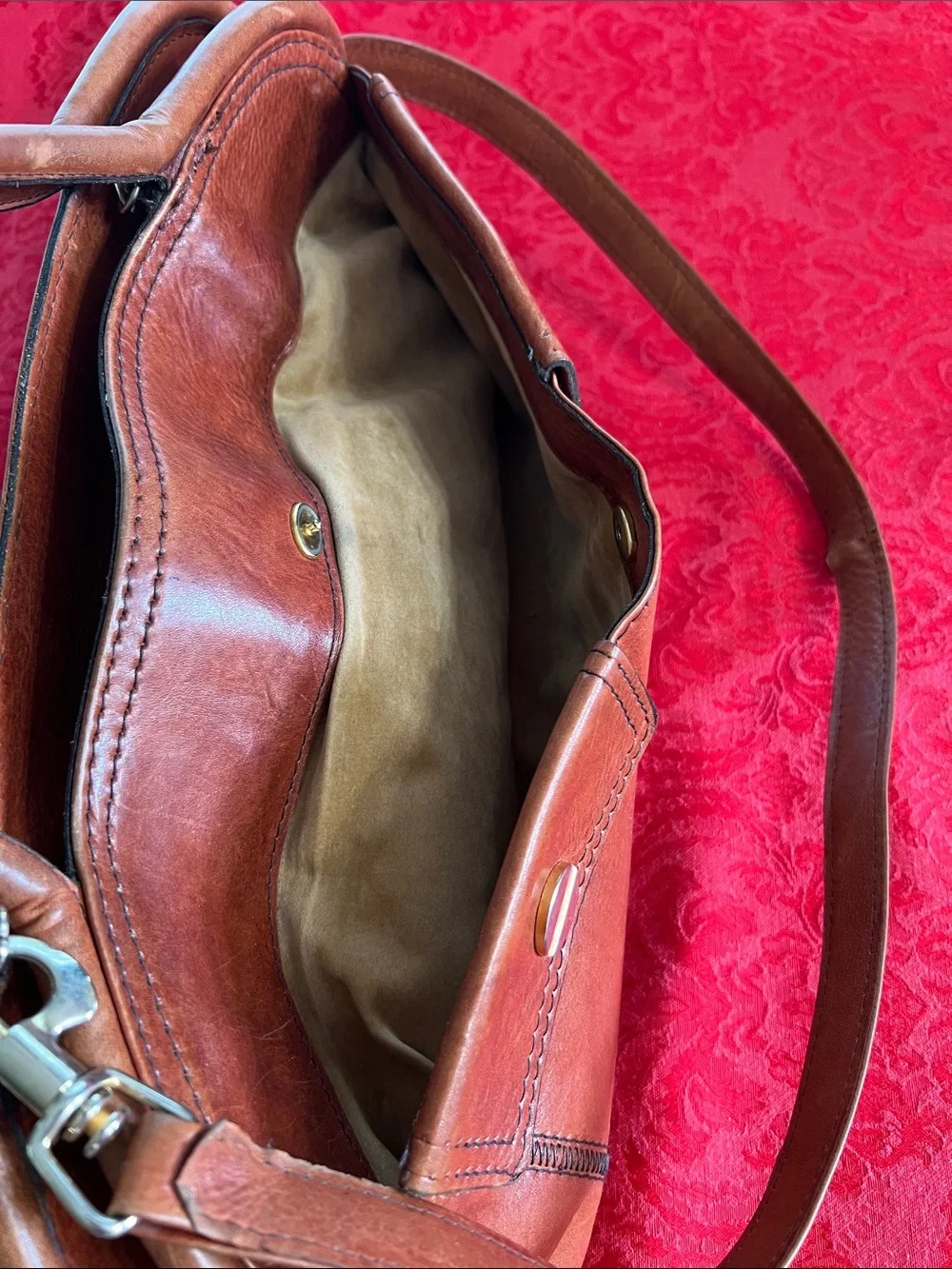 Tenderly Firenze Brown Leather Shoulder Bag Handbag Satchel Vintage Style